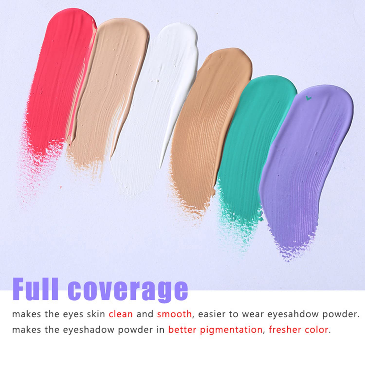 MAEPEOR Matte Eyeshadow Primer 6 Colors Prevent Oily Lids and Creasing Eye Primer Base Long-lasting Waterproof & Smudgeproof Eye Primer for All Shadows (Medium)