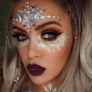 ludress crystals sparkle face stickers party star face glitter mermaid body jewels festival face gems decoration make up for women and girls (multi-colored)
