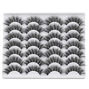 wiwoseo False Eyelashes Natural Wispy Fluffy Cat Eye Lashes 16MM Faux Mink Lashes Crossed Strip Eye Lashes 14 Pairs Pack