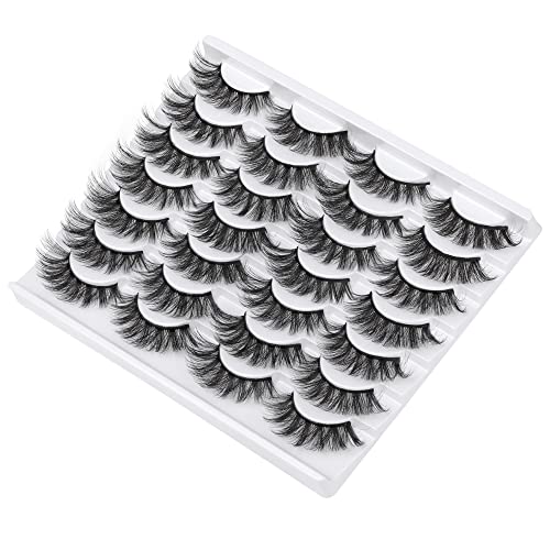 wiwoseo False Eyelashes Natural Wispy Fluffy Cat Eye Lashes 16MM Faux Mink Lashes Crossed Strip Eye Lashes 14 Pairs Pack