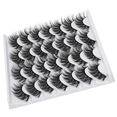 wiwoseo False Eyelashes Natural Wispy Fluffy Cat Eye Lashes 16MM Faux Mink Lashes Crossed Strip Eye Lashes 14 Pairs Pack