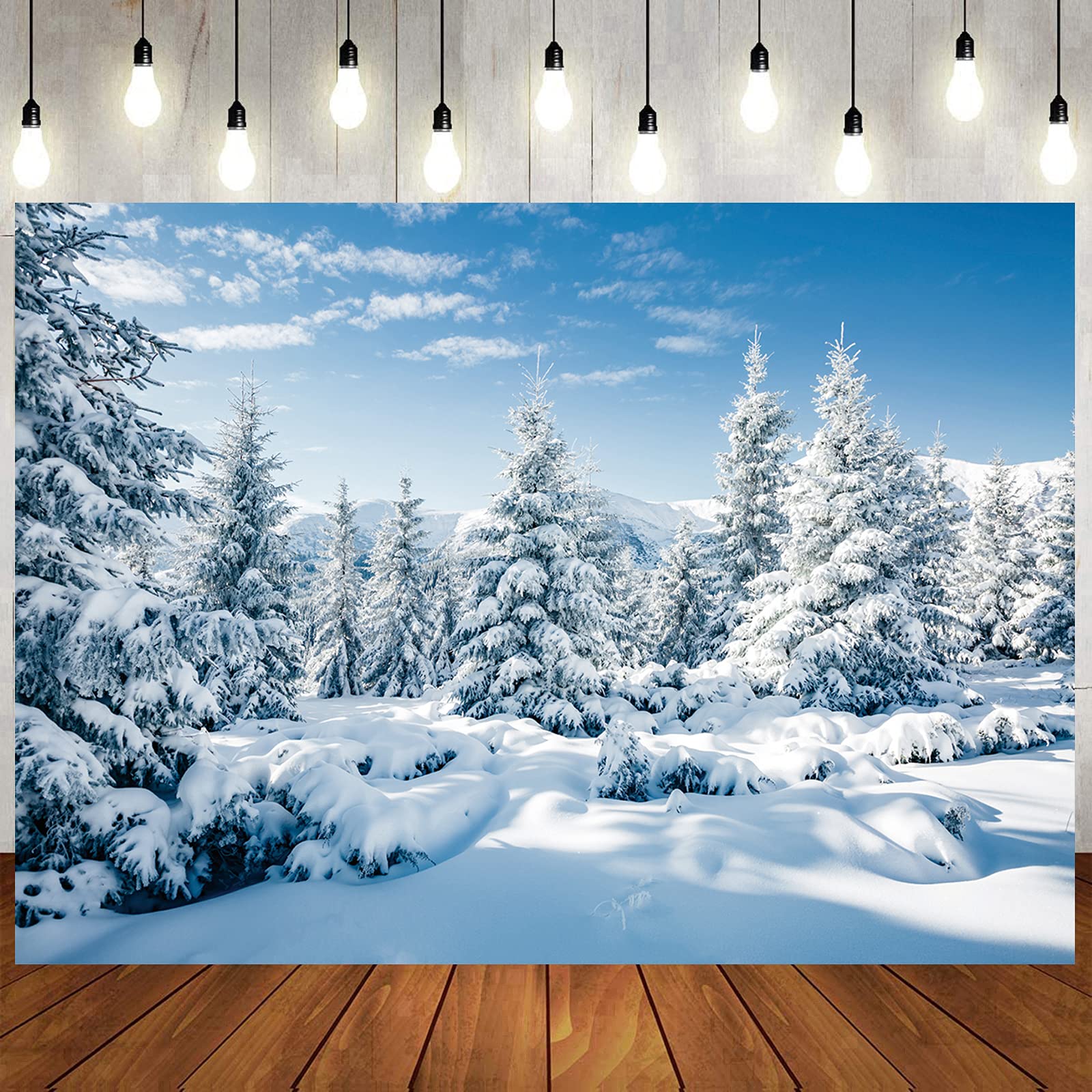 LTLYH 7x5ft Christmas Backdrops for Photography Winter Scene Backdrop Winter Landscape Forest Ice and Snow World Theme Backdrop 106