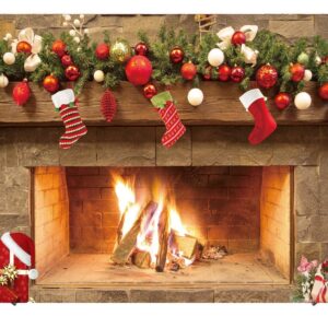 LTLYH 7x5ft Christmas Fireplace Backdrop Christmas Photography Backdrop Christmas Trees Xmas Gifts Backgrounds Children Christmas Birthday Holiday Banner Studio Booth 109