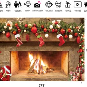 LTLYH 7x5ft Christmas Fireplace Backdrop Christmas Photography Backdrop Christmas Trees Xmas Gifts Backgrounds Children Christmas Birthday Holiday Banner Studio Booth 109