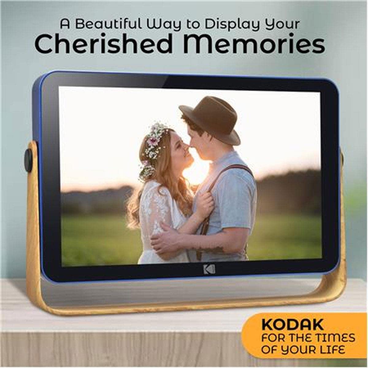 Kodak 10-Inch Smart Touch Screen Rechargeable Digital Picture Frame, Wi-Fi Enabled with HD Photo Display and Music/Video Support, Calendar, Weather and Location Updates (RWF-108) - Ocean Blue