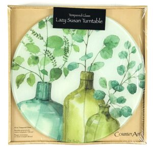 mother nature in a bottle lazy susan: decorative simple life leaf motif, 13" diameter