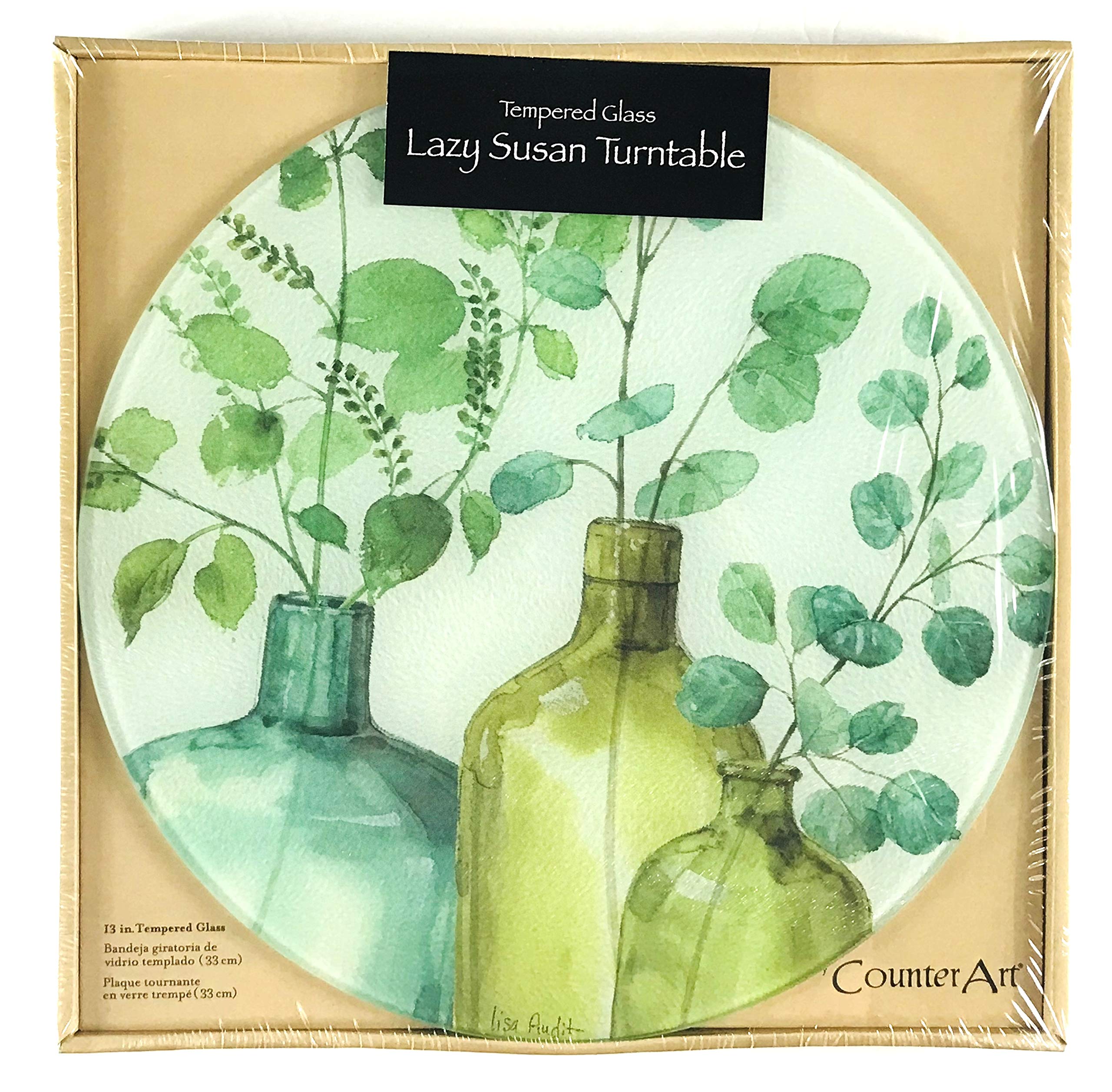 Mother Nature in a Bottle Lazy Susan: Decorative Simple Life Leaf Motif, 13" Diameter