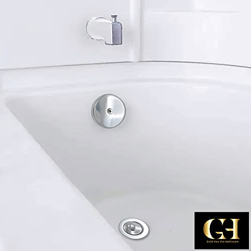 Gold-Hao-The-Bathroom Single Hole Bathtub Drain Overflow Plate/Tub Overflow Drain Ccover with Three Matching Screws/Bathtub Overflow Drain Cover Includes an Adapter (Chrome)