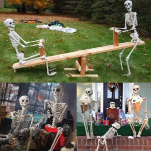 Halloween Decorations - 5 Ft Placeable Halloween Skeleton - Full Body Life-Size Skeleton Prop with Movable Joints for Halloween Outdoor Yard Haunted House Prop Decoration