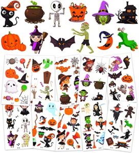 halloween temporary tattoos for kids, 100 assorted waterproof cute pumpkin tattoos stickers for kids and children party favors