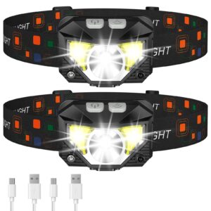 lhknl headlamp flashlight, 1200 lumen ultra-light bright led rechargeable headlight with white red light,2-pack waterproof motion sensor head lamp,8 mode for outdoor camping running hiking fishing