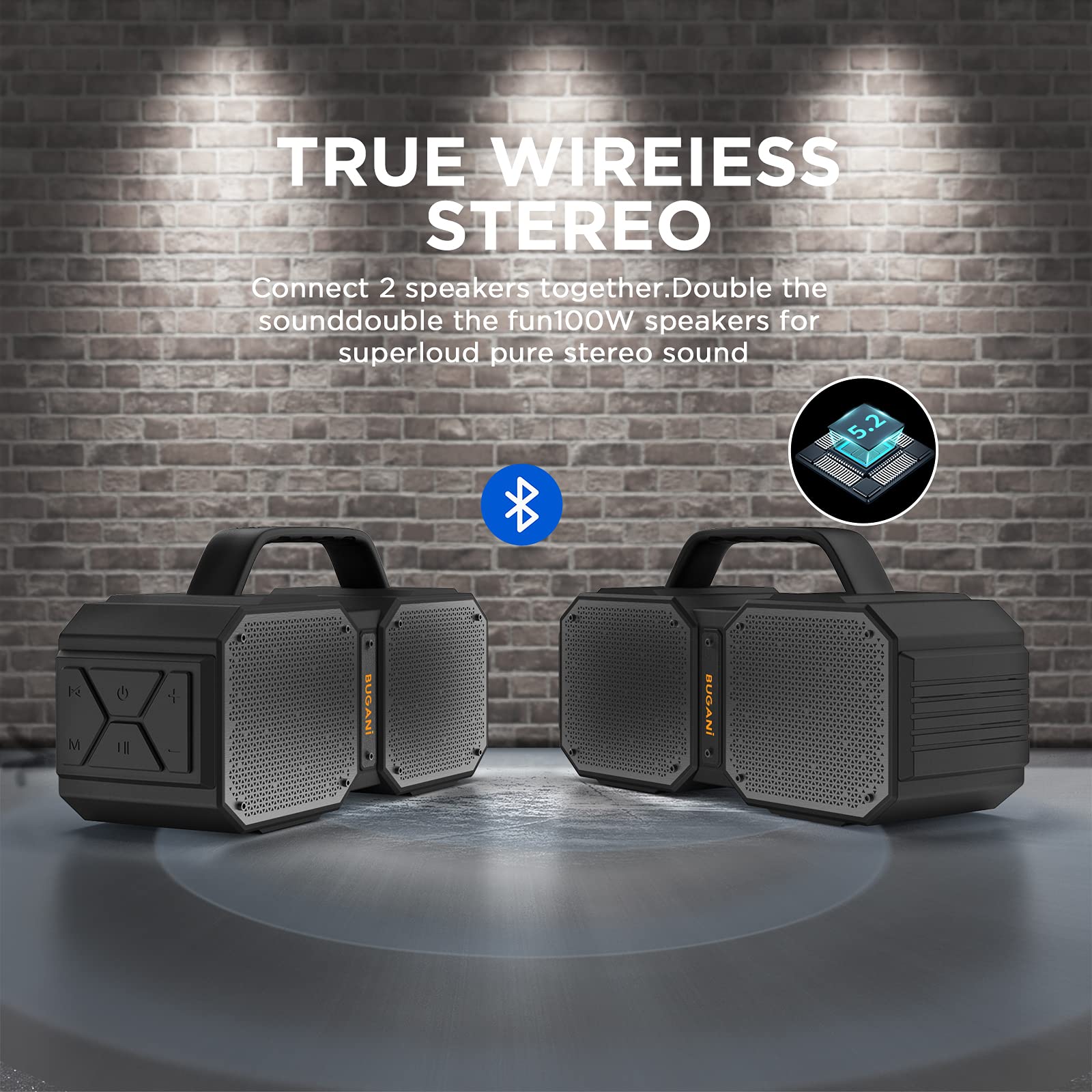 BUGANI Bluetooth Speakers, M83 Speaker IPX6 Waterproof Portable LargeWireless Speaker,Bluetooth 5.2, 60W Big Power, 24H Playtime,Suitable for Family Gatherings and Outdoor Bluetooth Speaker Black