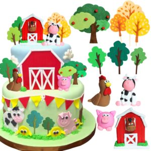 jevenis farm animal cake decoration farm animal birthday cake topper cow cake decoration for farm animal baby shower birthday party decorations