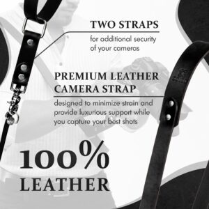 Leather Camera Strap for One Camera - Professional Single Leather Harness Shoulder Strap Quick Release Gear DSLR/SLR