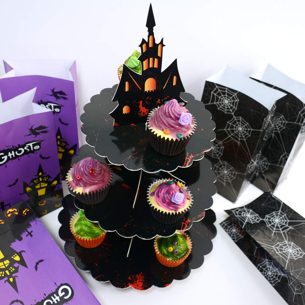Halloween Supplies 3 Tier Cupcake Stand Cardboard Cake Stand Tower Party Decorations Gothic Party Supplies