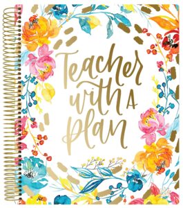 bloom daily planners new undated academic year teacher planner & calendar with frosted protective cover - 7 period lesson plan organizer book (9" x 11") - teacher with a plan