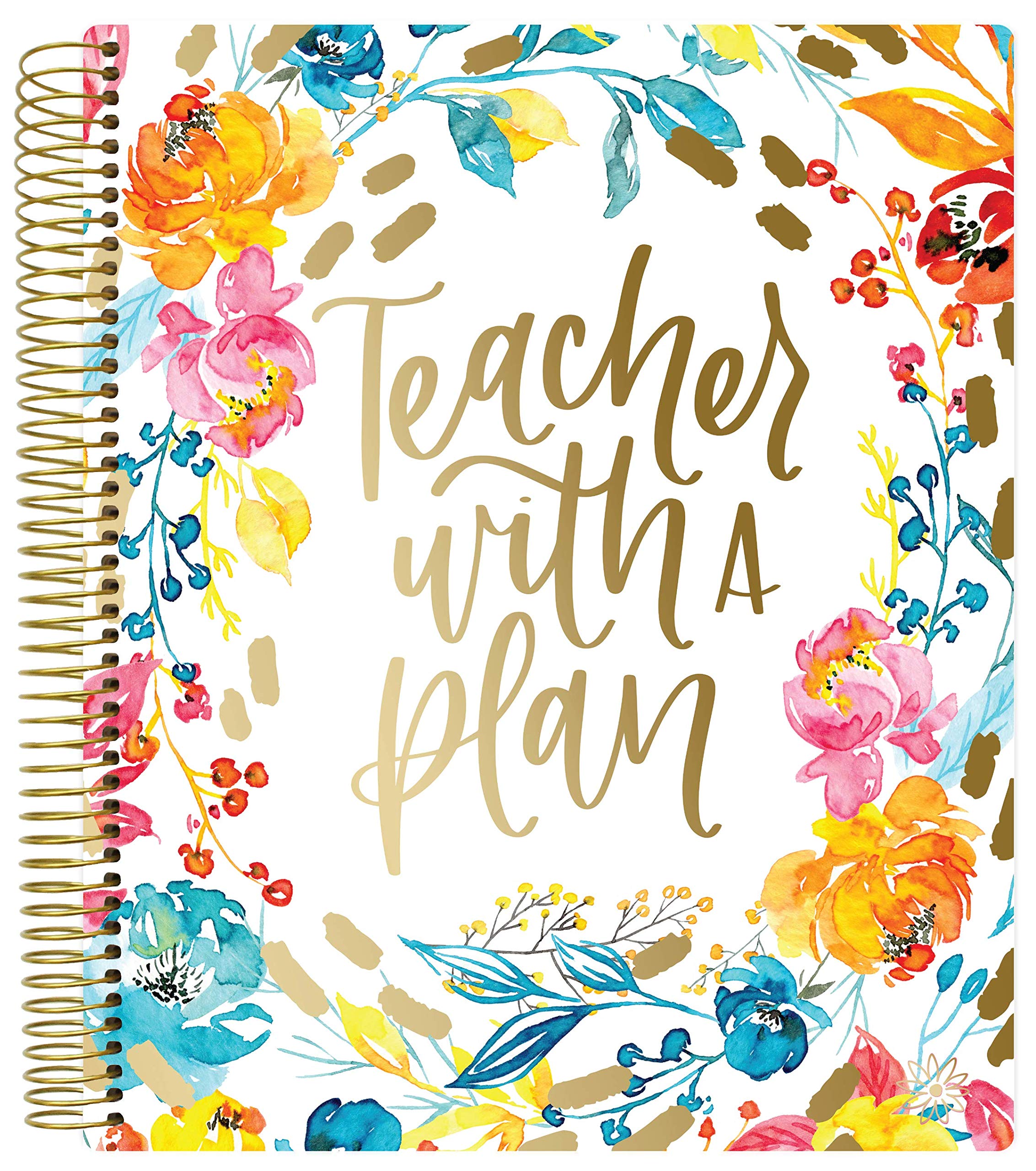 bloom daily planners New Undated Academic Year Teacher Planner & Calendar with Frosted Protective Cover - 7 Period Lesson Plan Organizer Book (9" x 11") - Teacher with a Plan