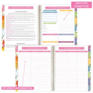 bloom daily planners New Undated Academic Year Teacher Planner & Calendar with Frosted Protective Cover - 7 Period Lesson Plan Organizer Book (9" x 11") - Teacher with a Plan