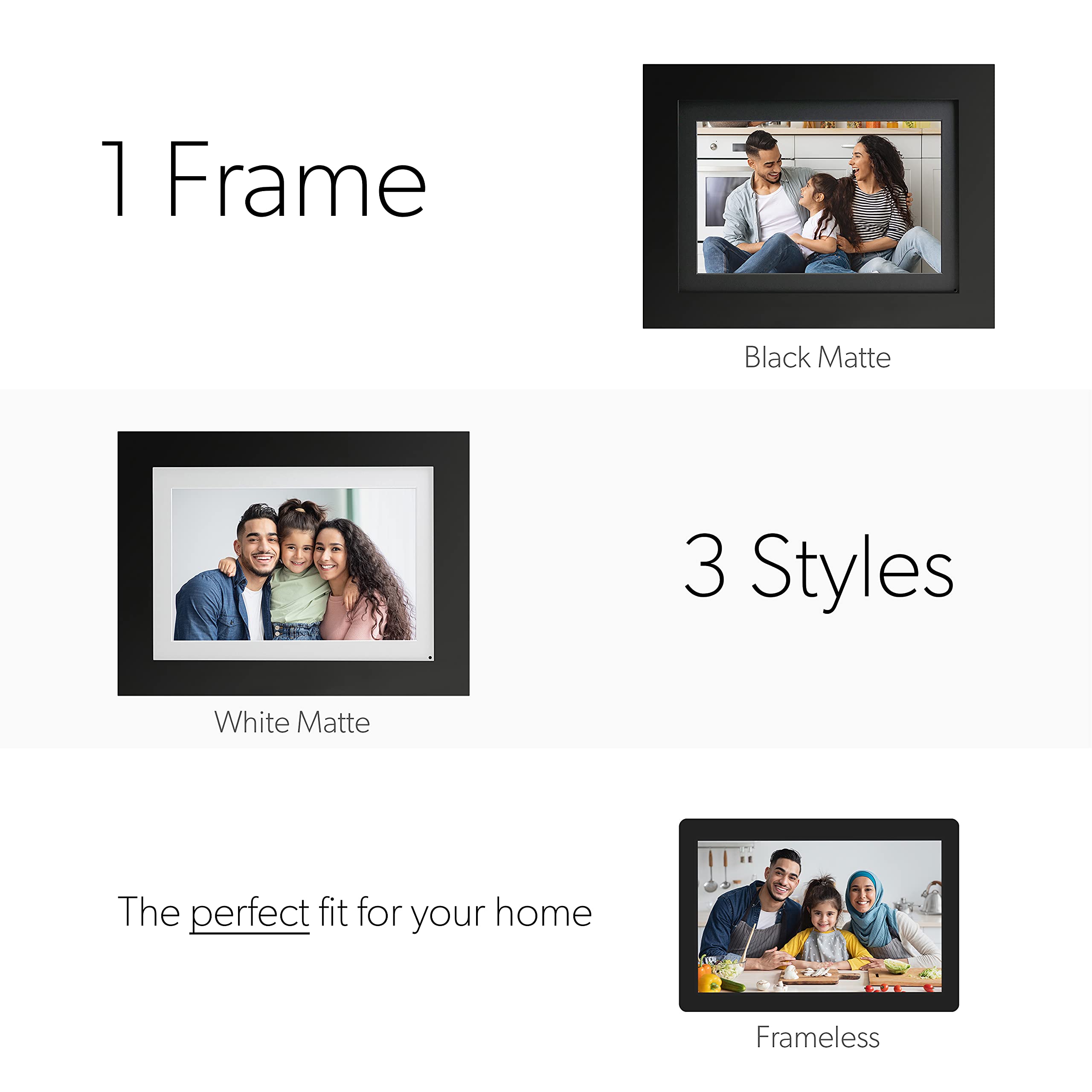 SimplySmart Home PhotoShare Friends and Family Smart Frame Digital Photo Frame, Send Pics from Phone to Frame, WiFi, 8 GB, Holds Over 5,000 Photos, HD, 1080P, iOS, Android (14", Black)