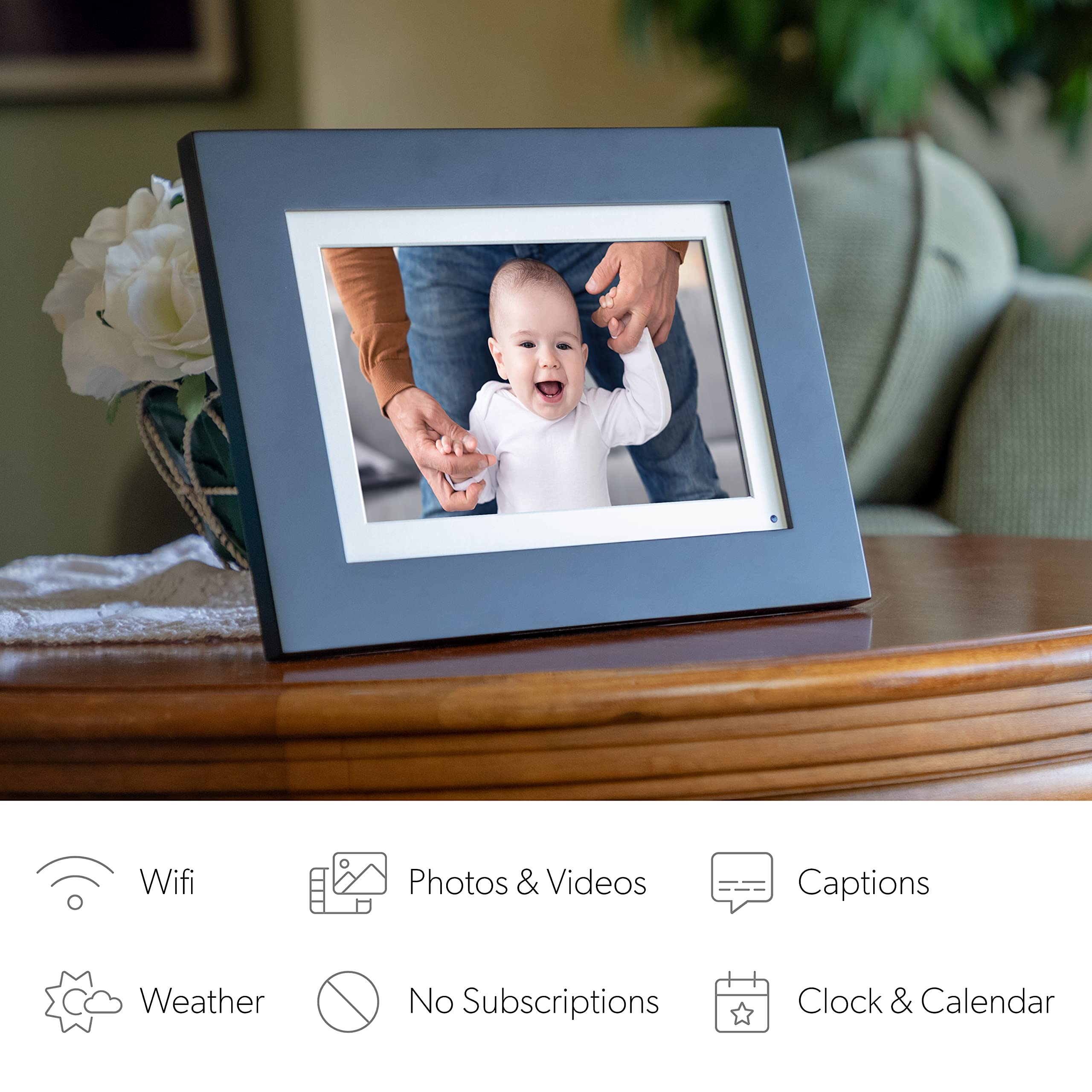 SimplySmart Home PhotoShare Friends and Family Smart Frame Digital Photo Frame, Send Pics from Phone to Frame, WiFi, 8 GB, Holds Over 5,000 Photos, HD, 1080P, iOS, Android (14", Black)