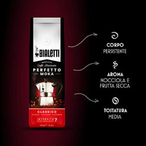 Bialetti Caffe Italian Roasted - 8.8 oz Espresso Ground Coffee - Classico Perfect for Moka - Intensity 7