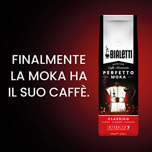 Bialetti Caffe Italian Roasted - 8.8 oz Espresso Ground Coffee - Classico Perfect for Moka - Intensity 7