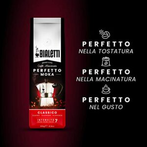 Bialetti Caffe Italian Roasted - 8.8 oz Espresso Ground Coffee - Classico Perfect for Moka - Intensity 7