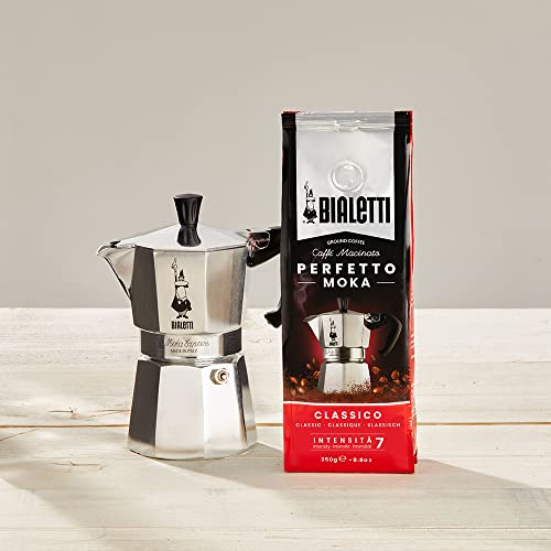 Bialetti Caffe Italian Roasted - 8.8 oz Espresso Ground Coffee - Classico Perfect for Moka - Intensity 7