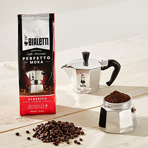 Bialetti Caffe Italian Roasted - 8.8 oz Espresso Ground Coffee - Classico Perfect for Moka - Intensity 7