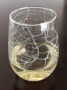 stemless 17oz wine glass urban city map st. louis missouri
