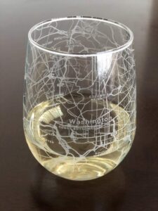 stemless 17oz wine glass urban city map washington dc