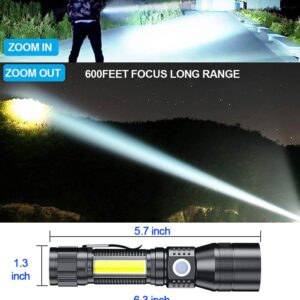 Black Light UV Flashlight Rechargeable, 3in1 Super Bright Tactical Flashlights LED UV Black Light &Redlight, 2000Lumen 7Modes, Zoomable, Waterproof Pocket Flashlight for Pet Stains Detection,Camping