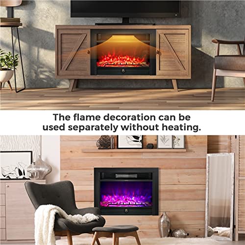 ARLIME Electric Fireplace, 28.5 Inch Electric Fireplace Heater, 750/1500W Wall Fireplace Electric with Remote Control, 3 Color Flames, 5 Brightness Settings 8H Timer, Electric Fireplace Inserts for RV