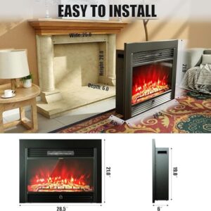 ARLIME Electric Fireplace, 28.5 Inch Electric Fireplace Heater, 750/1500W Wall Fireplace Electric with Remote Control, 3 Color Flames, 5 Brightness Settings 8H Timer, Electric Fireplace Inserts for RV