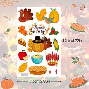 Konsait 130PCS Thanksgiving Tattoo,Thanksgiving Fall Autumn Leaves Tattoos Turkey Day Accessories Autumn Harvest Maple Festival Seasonal Decorations for Kids Girls Boy Gift