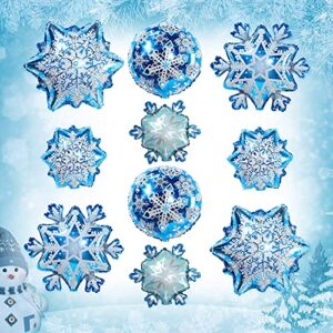 10 pieces large and small snowflake balloons snowflake aluminum foil balloons for christmas winter frozen new year birthday theme party supplies