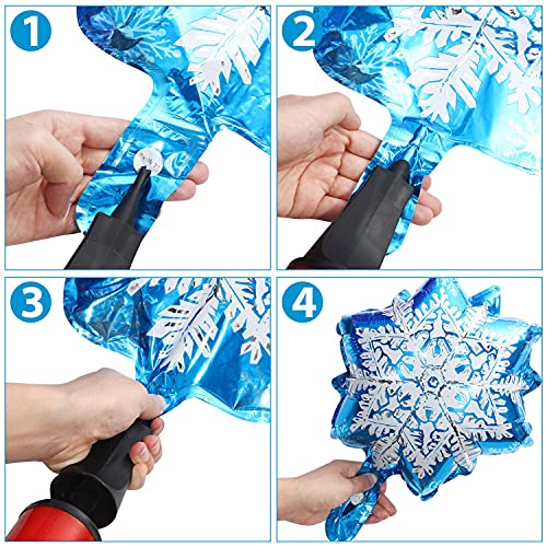 10 Pieces Large and Small Snowflake Balloons Snowflake Aluminum Foil Balloons for Christmas Winter Frozen New Year Birthday Theme Party Supplies