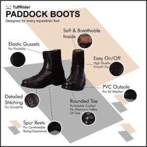 TuffRider Ladies Starter Front Zip Paddock Boots - Black - 7 - Wide