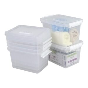 dynkona plastic storage bin with lid and handle, 6 liter clear boxes totes set of 6