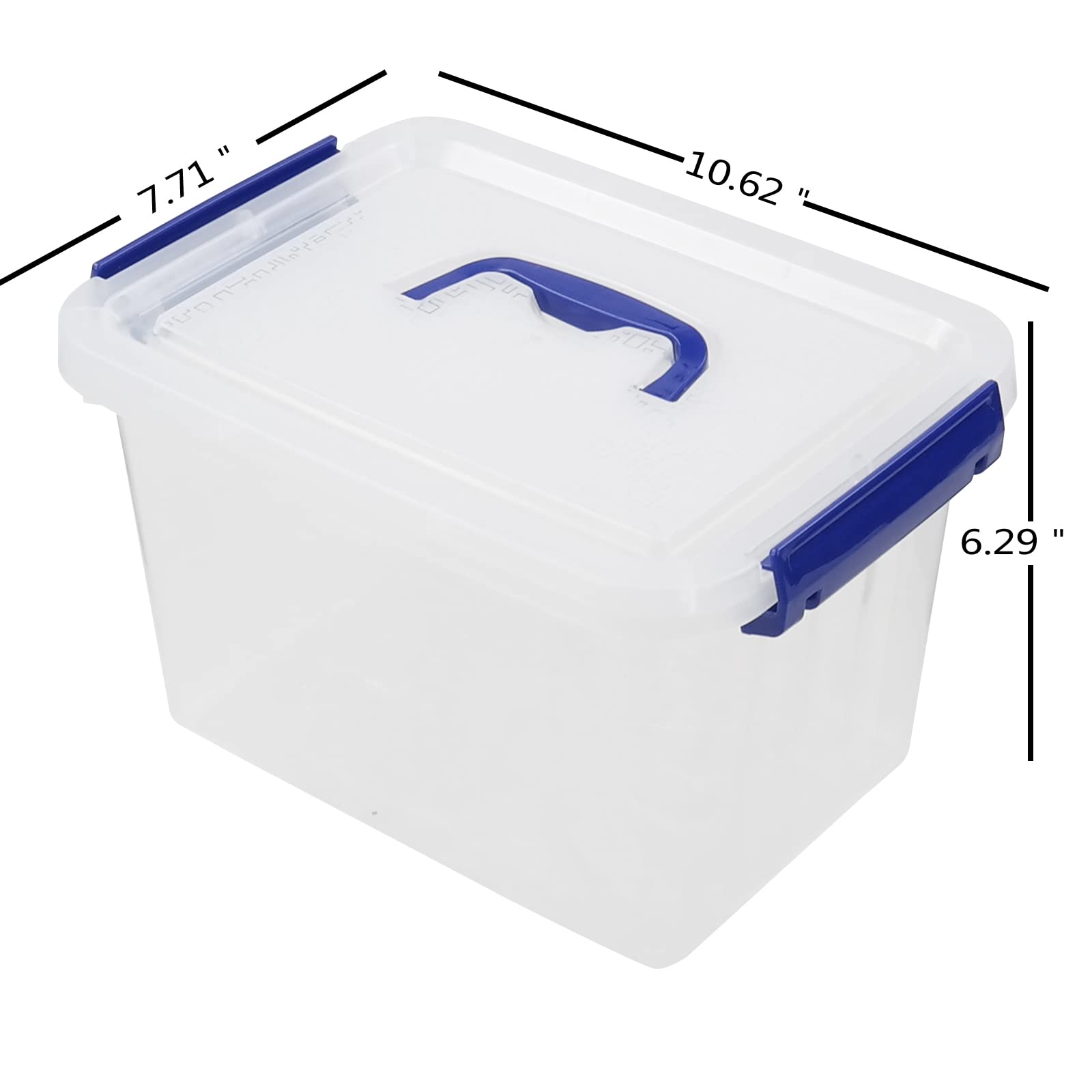 DynkoNA Plastic Storage Bin with Lid and Handle, 6 Liter Clear Boxes Totes Set of 6