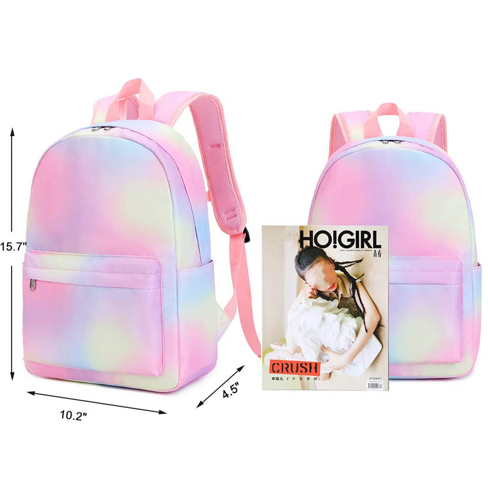 CAMTOP Backpack for Girls Kids School Backpack with Lunch Box Preschool Kindergarten BookBag Set (Rainbow A)