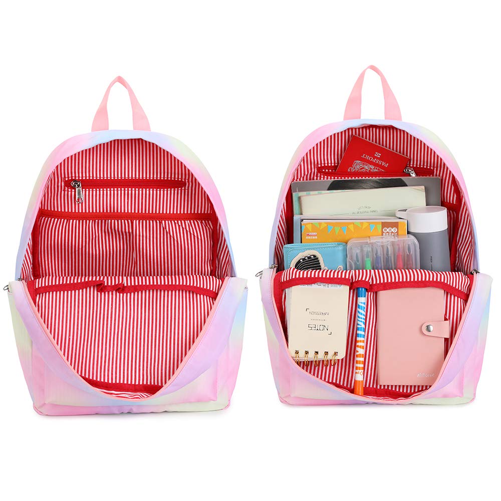 CAMTOP Backpack for Girls Kids School Backpack with Lunch Box Preschool Kindergarten BookBag Set (Rainbow A)