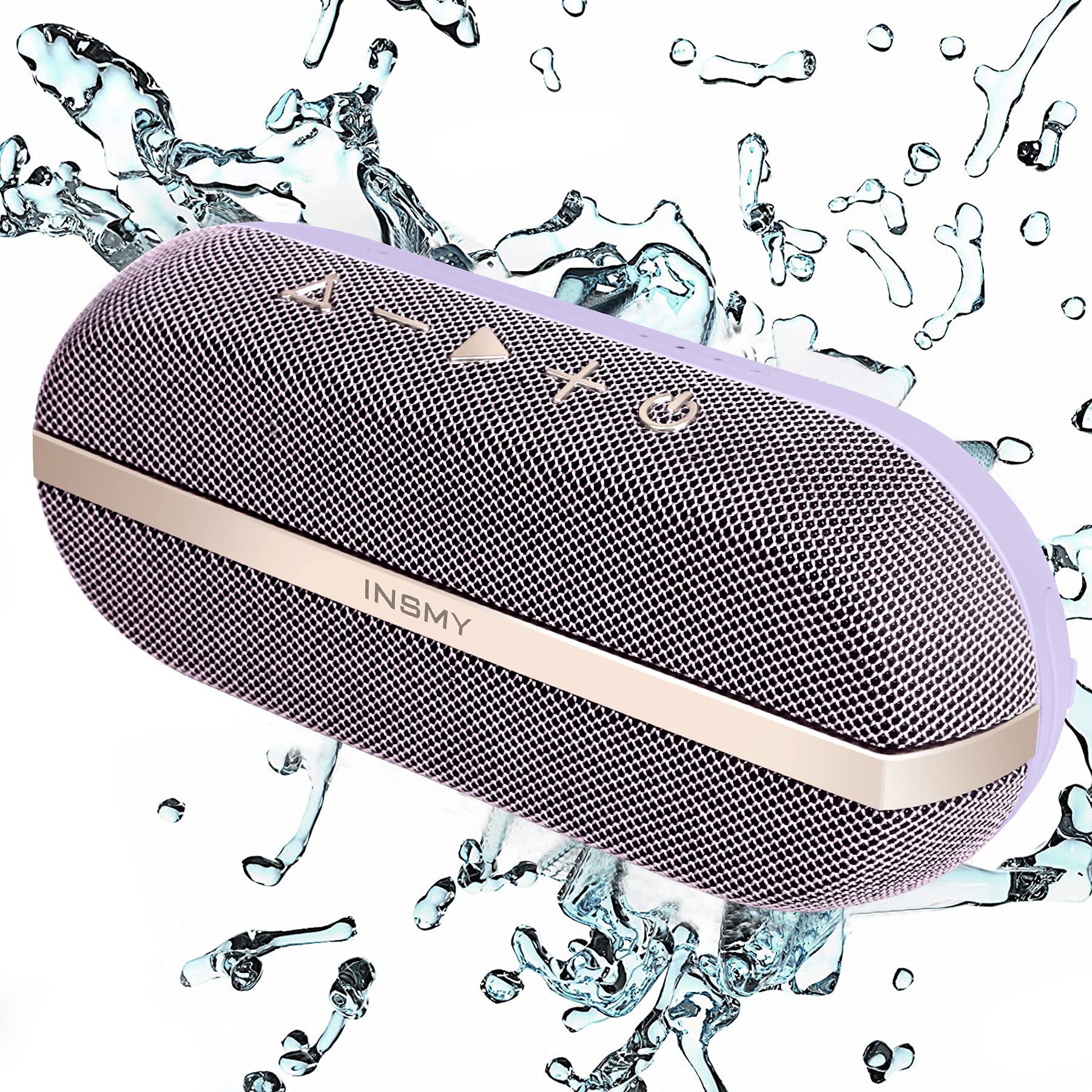 INSMY Portable Bluetooth Speakers, IPX7 Waterproof Floating 20W Wireless Speaker Loud Sound Rich Bass, Stereo Pairing Max 40W, 24 Hours Built-in Mic for Outdoors Camping Pool (Purple)