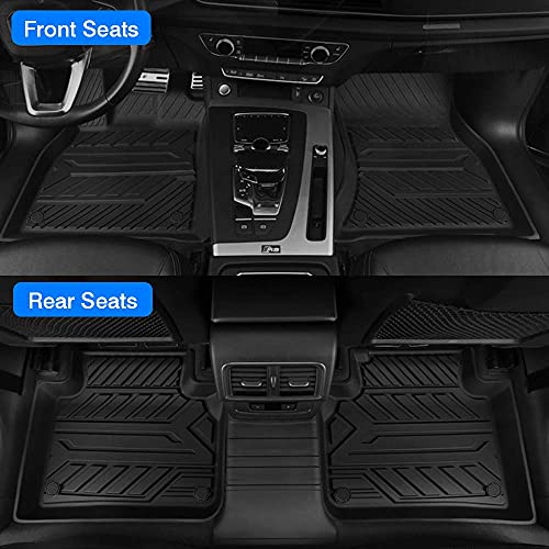 KUST Custom Fit Floor Mats for 2018-2023 Toyota Tacoma Double Cab (Only Auto) All Weather Floor Mats Liner 2 Row Full Set Liner TPE Black