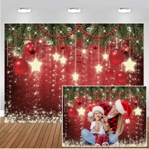 CHAIYA 7x5ft Christmas Red Background Winter Snowflake New Year's Eve Photography Family Party Shining Stars Background Red Happy Background Baby Shower Decoration Photo Studio Road CY128