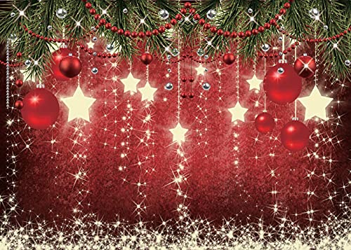 CHAIYA 8X6ft Red Christmas Backdrop Sparkling Stars Christmas Backdrops for Photography Glittering Stars Kids Christmas Backdrop for Pictures New Year Backdrop for Party Decorations cy128