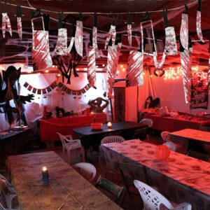 32PCS Halloween Bloody Garland Banner Props Halloween Decorations Halloween Zombie Vampire Party Decorations Supplies for Haunted House Bar Office Home Indoor Outdoor Yard Décor Weapons Hanging Banner