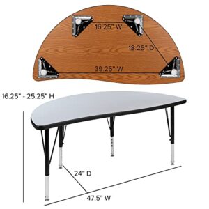 Flash Furniture 2 Piece 47.5" Circle Wave Collaborative Grey Thermal Laminate Activity Table Set - Height Adjustable Short Legs