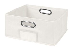 niche cubo low open folding fabric bin, single, white