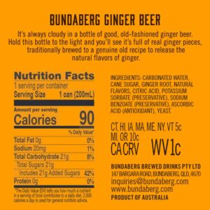 Bundaberg Ginger Beer, 6.8 fl oz Cans, (24 Pack)